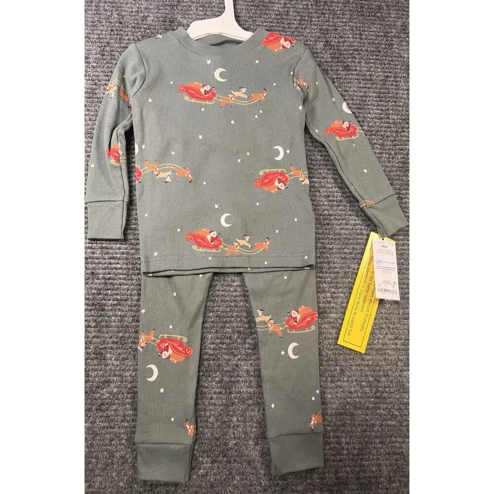 Carter’s Just One You Baby 18M Santa Reindeer Christmas Pajama Set NWT